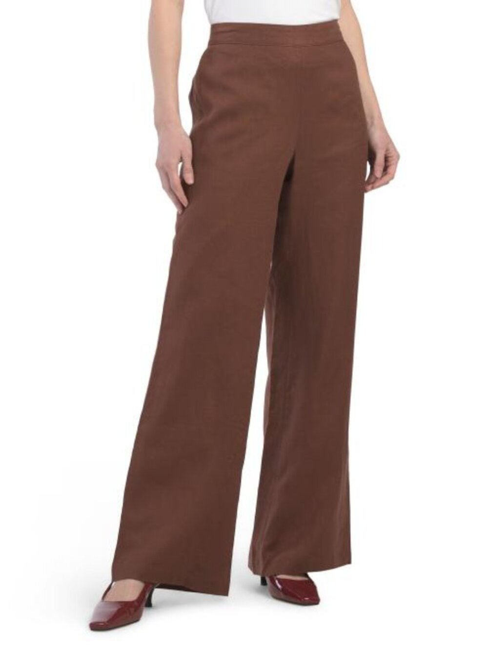 ELIE TAHARI Linen Pull On Clean Front Full Length Pants
